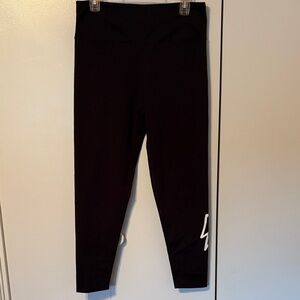 Betsey Johnson Black Leggings with White Lighting Bolt Detail